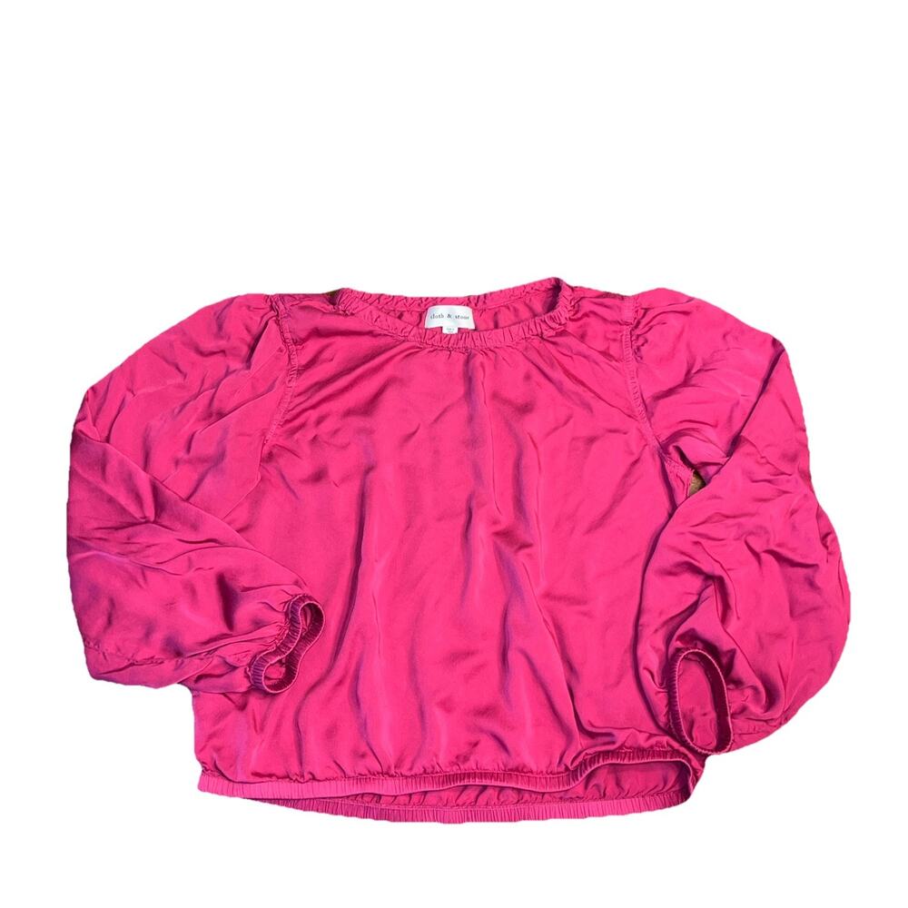 Anthropologie Cloth & Stone Luxe Satin Banded Blouse Blue M